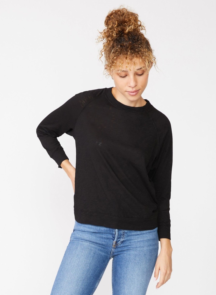 Tops | STATESIDE Supima Slub Jersey Sweatshirt Tee In Black