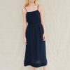 Fabric | STATESIDE Gauze Open Back Midi Dress In New Navy