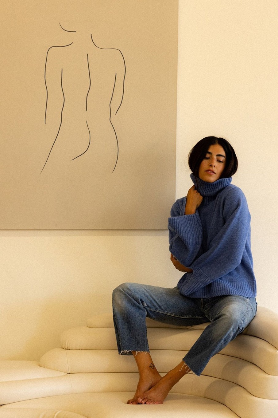 Sweaters | STATESIDE Cozy Cashmere Turtleneck Sweater In Powder Blue