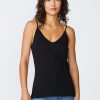 Fabric | STATESIDE Supima Slub Jersey V-Neck Cami In Black