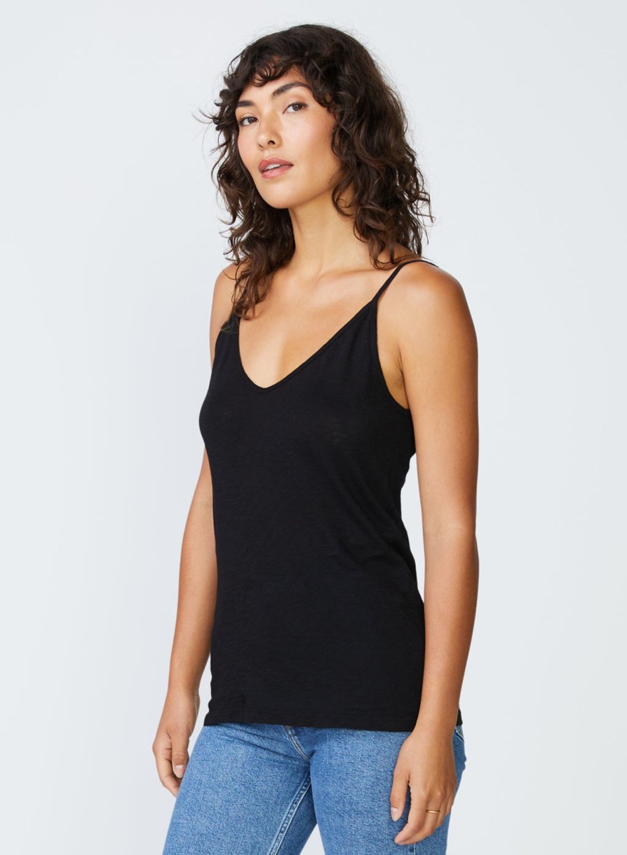 Fabric | STATESIDE Supima Slub Jersey V-Neck Cami In Black