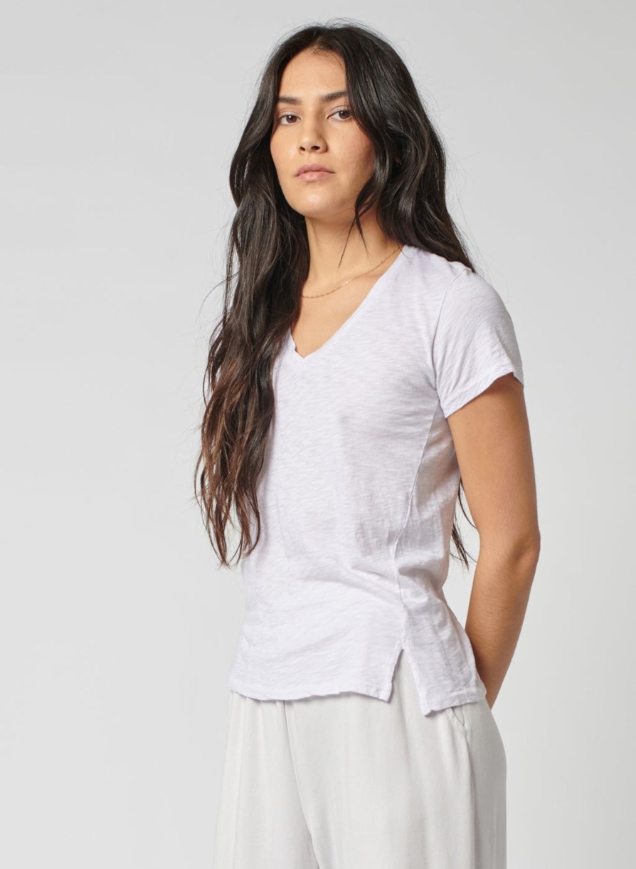 Tops | STATESIDE Supima Slub Short Sleeve V-Neck T-Shirt In White