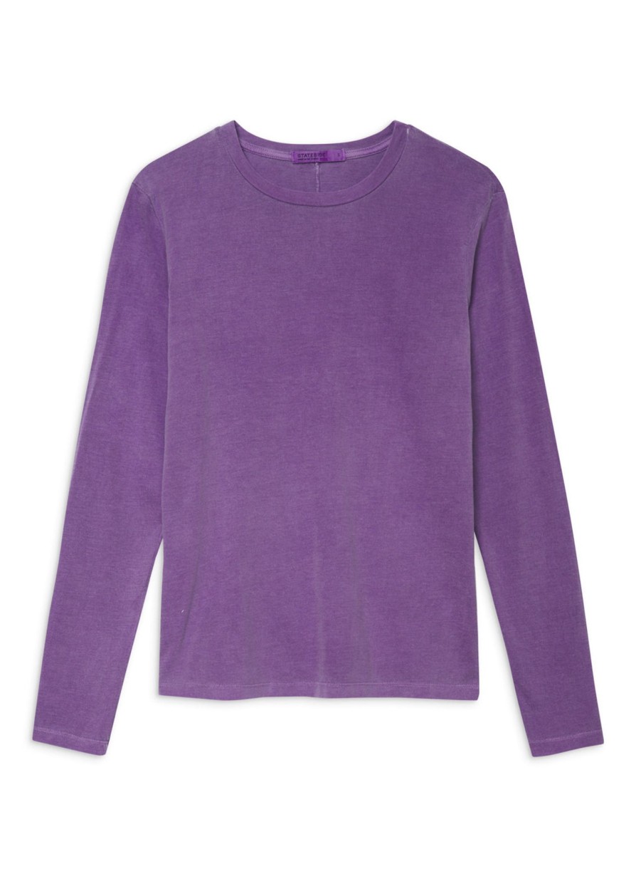 Fabric | STATESIDE Cloud Jersey Long Sleeve Crew In Hyacinth