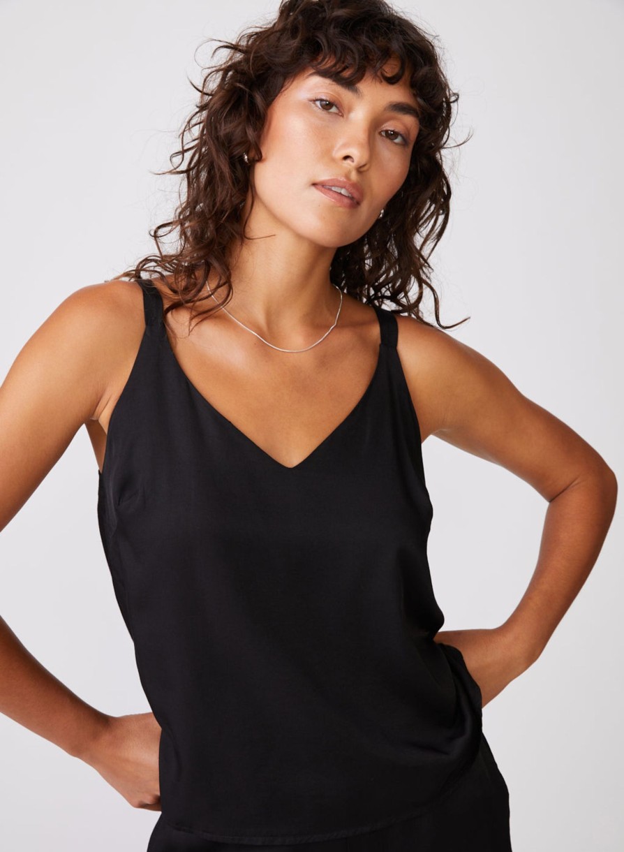 Tops | STATESIDE Viscose Satin Cami In Black