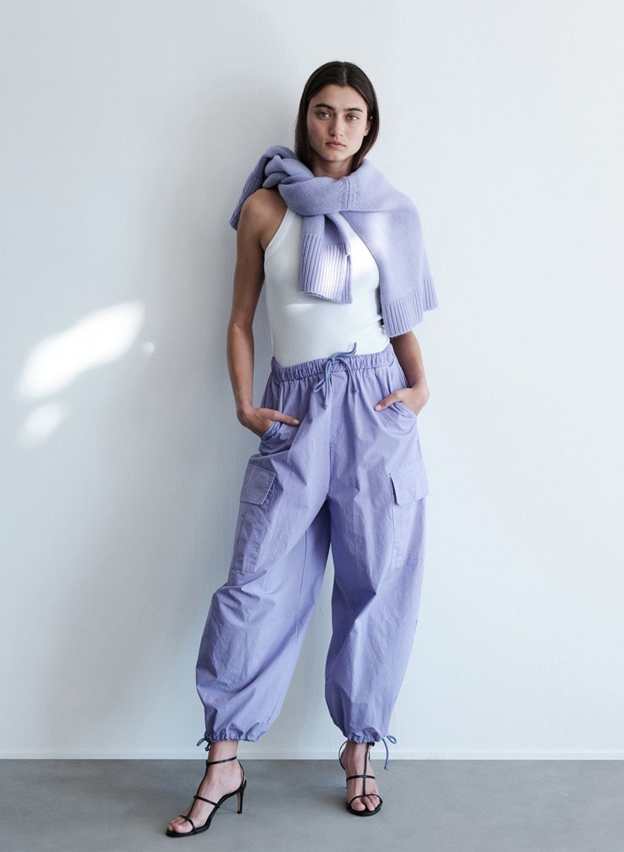 Bottoms | STATESIDE Structured Poplin Drawstring Cargo Pant In Iris