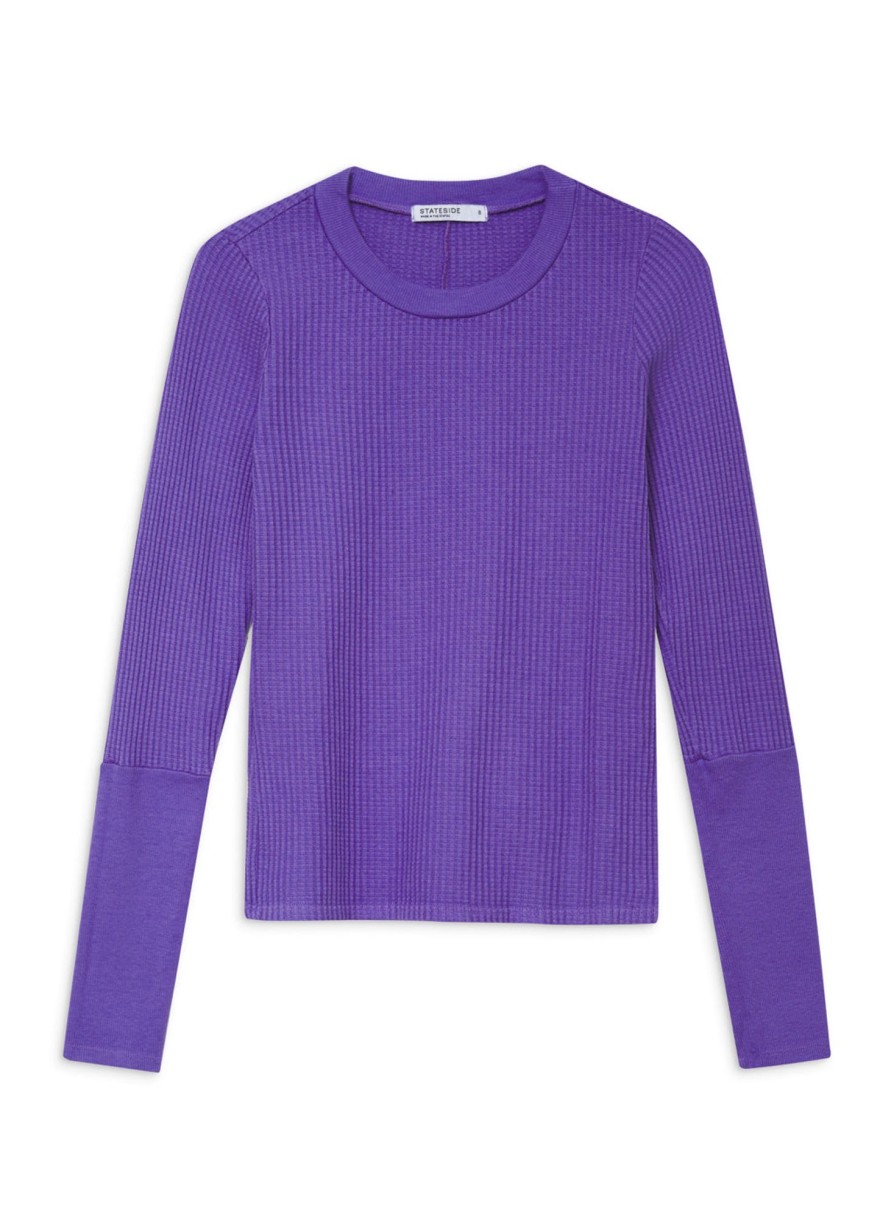 Tops | STATESIDE Luxe Thermal Long Sleeve Scoop Neck In Iris