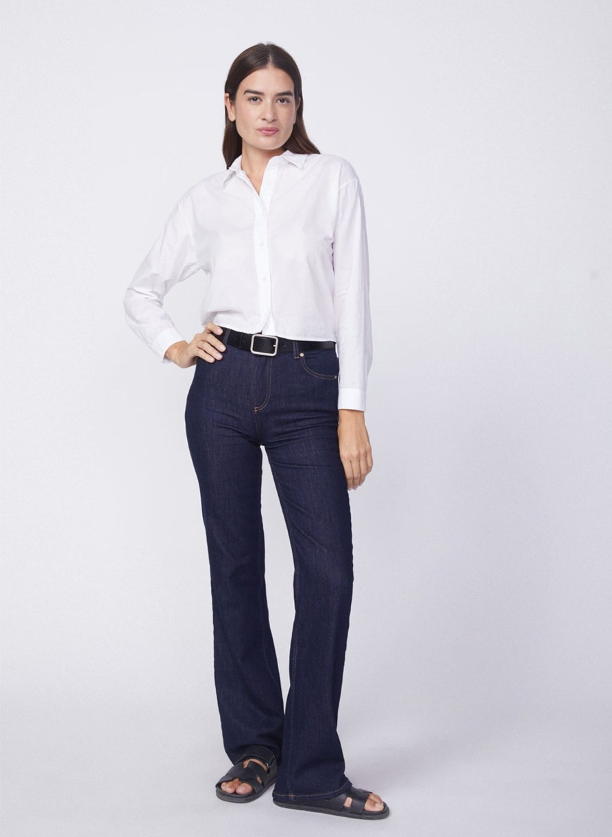 Fabric | STATESIDE Voile Elastic Back Cropped Shirt In White