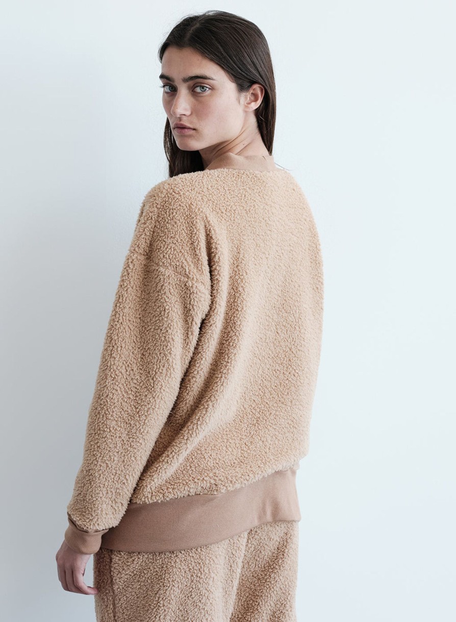 Fabric | STATESIDE Double Faced Sherpa Oversized Cardigan In Teddy